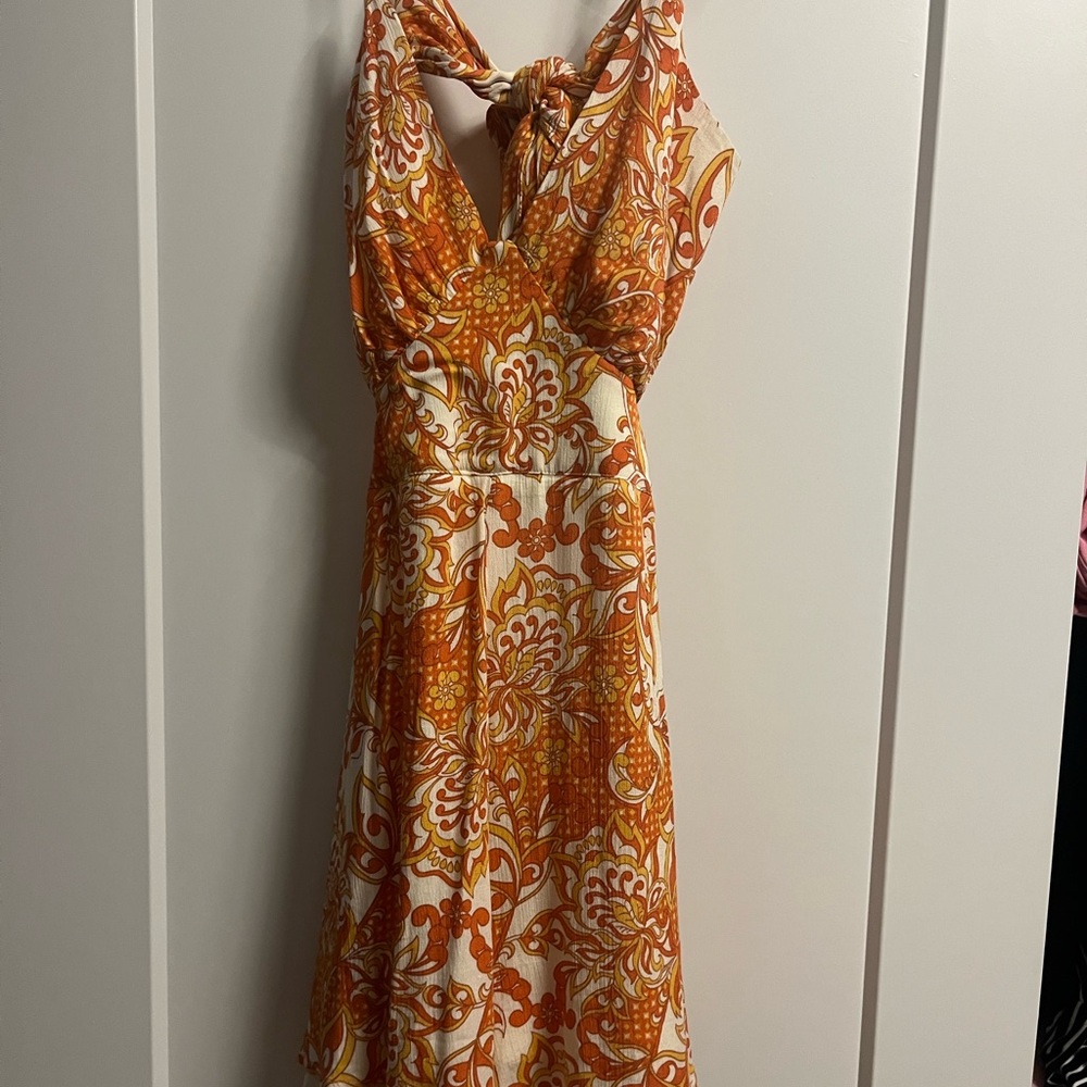 Elegant Orange and White Paisley Romper